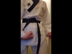 Young Taekwondo Master Masturbates by Punching Dick