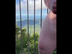 Naked at public lookout Wank & Cum