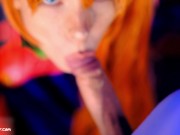 Preview 5 of Sloppy Blowjob and Pussy Creampie. Evangelion Asuka Langley - MollyRedWolf