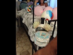 I Let Roommate masturbate While He Films Up My Skirt Smoking and Popping Balloons (Pov)