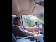 Caught masturbating in public and girl watches and films and it makes her pussy wet