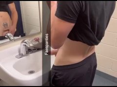 Slut blow me and then gets nailed in public bathroom
