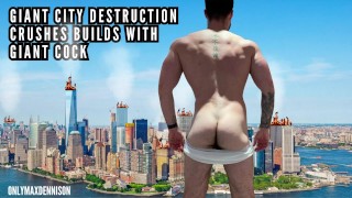 Giant city destruction - crushes buildings with his giant cock