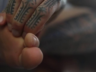 Feet Worship with Tattooed Hands