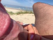 Preview 4 of MY GIRL SUCKS ME at the beach a voyeur surprises us @juicy_july amateur public sex