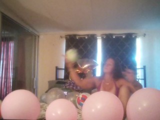 Roommate Films me Smoking and Popping Balloons in my Bra and Panties