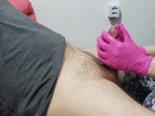 masturbation, pink glove, babe, teasing