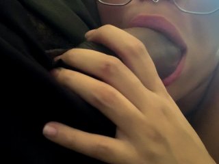 black cock, blowjob, sloppy deepthroat, nerdy girl glasses