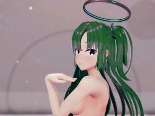 Yuuka Blue Archive Hentai Se Desnuda Baile Teddy Oso Playboy Chica MMD 3D Cabello Verde Oscuro