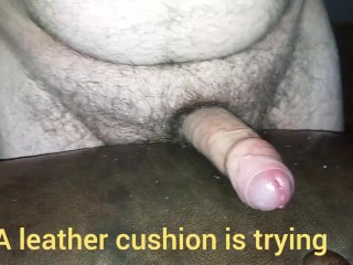 Leather Cushion is Bouncing on my Cock