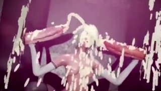 フタナリ 壁の穴 イマラチオ アナル 輪姦 巨大な射精 3D エロアニメ