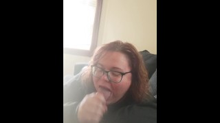Nerdy Milf Gags Attempting To Deep Throat Big Cock