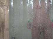 Preview 1 of Milf takes a shower and Masturbates with Large Dildo