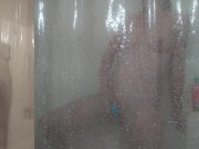 Preview 6 of Milf takes a shower and Masturbates with Large Dildo
