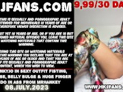 Preview 1 of Hotkinkyjo in sexy outfit fisting, prolapse, belly bulge & huge finger dildo in ass from mrhankey