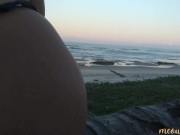 Preview 6 of Stepsister peeing at public beach  (risky)
