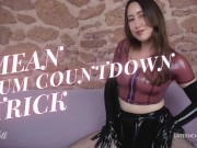 Preview 1 of teaser domme plays a mean cum countdown trick on you