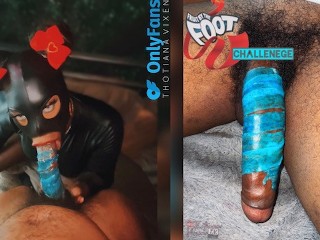 Black Slut Sucks Candy off 10 Inch Dick