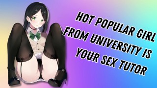 Hot garota popular da universidade é sua tutora de sexo [ensinando-o a me tirar]