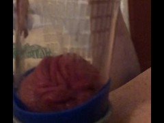 Huge swollen Clit pumping and jerking off FTM