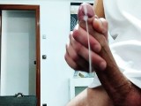 Horny Amateur With A Giant Dick Try To Stick A Vibrator Up His Ass And Cum From It