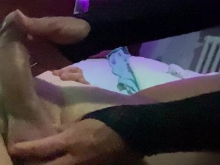 NightTime Handjob with Soft Ballbusting: She Massages Cock and_Balls