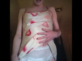millie wets her diaper and strokes for you.