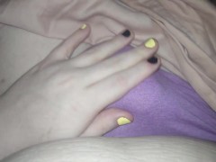 t-girl gently caressing her cock