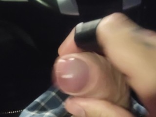 SoloTouch Close up Uncut Jack off and Cum in Car