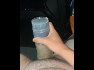 public, masturbation, solo male, car