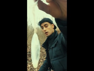 Middle Eastern Guy Swallows Cum from found Friends Condom and then Big Cums on Eated Condom
