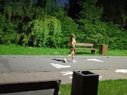 Preview 3 of Horny milf walking naked on the bike path