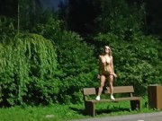 Preview 5 of Horny milf walking naked on the bike path