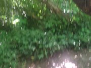 Preview 1 of Caught a MILF  forest nymph in ripped fishnets peeing and masturbating from a tree