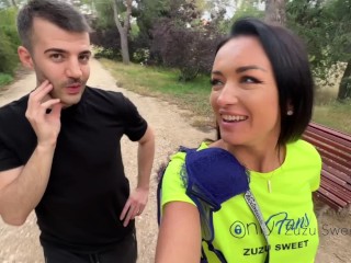 Zuzu Sweet Fuck Athlete in Public for her Onlyfans Casting Facial