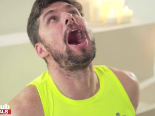 FAKEhub - Horny black yoga teacher MILF with big tits squirts and juices all over her clients cock screenshot number 2