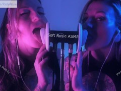 SFW ASMR DOUBLE EARGASM - PASTEL ROSIE - Sensual Binaural Ear Eating - Egirl Amateur Wet Ear Licking