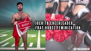 Feminisatie jock aan cheerleader frat house