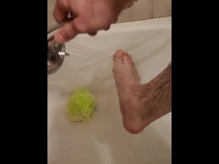 Soapy feet cleaning