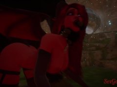 Succubus Girl Gets Fucked By A Devil In A Cave | Monster cock for the sexy girl