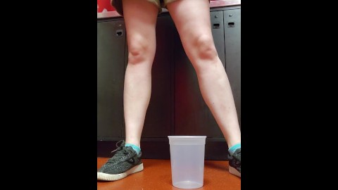Holding Pee and then Pissing Into a Quart Container