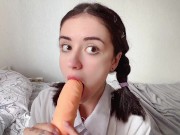 Preview 1 of SCHOOLGIRL LEARNS TO SUCK COCK ON CAMERA