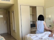 Preview 6 of PUBLIC DICK FLASH. I pull out my dick in front of a hotel maid and she agreed to jerk me off.