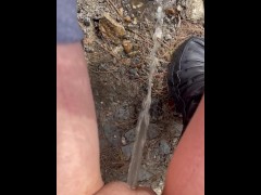 had to go pee so bad I did not care that the older man could see or hear me go..