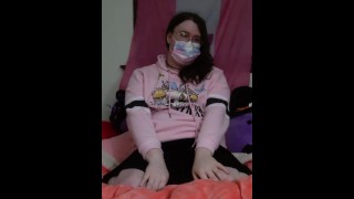 t-girl touches self over diaper