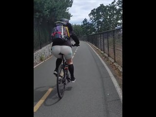 biking tights, female orgasm, milf, public