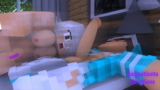 Mi novia de Minecaft está chupando mi polla matutina - Minecraft Sex Mod