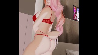 Sensual furry girl hip rolls in lingerie (VR Vtuber)