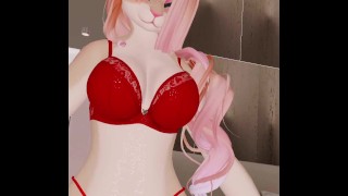 Furry girl in lingerie dancing (VRchat VR Vtuber)