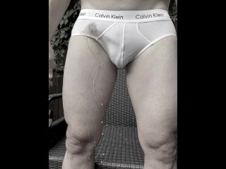 underwear, big dick, tighty whities, outside